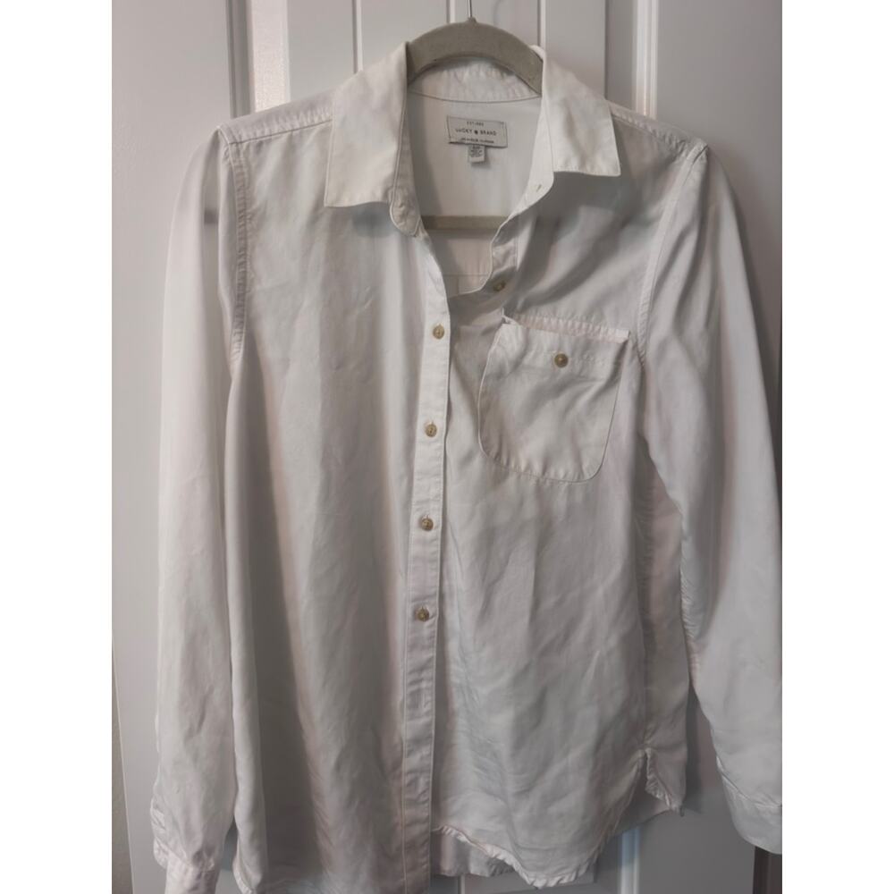 Lucky Brand White Long-Sleeve Button-Down Shirt